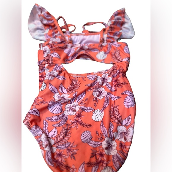Art Class girls size 7/8 NWT one piece swimsuit coral and purple - Picture 5 of 6